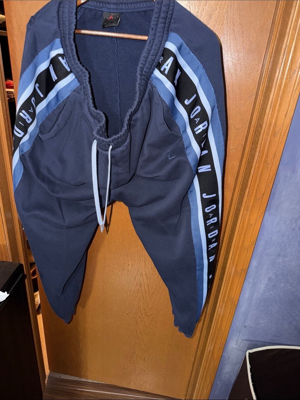 Jordan Navy Joggers with Light Blue Side Stripes